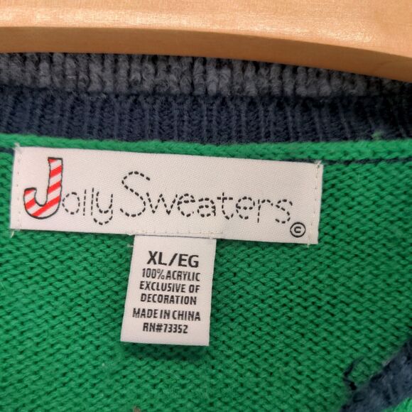 Jolly Sweaters Ugly Christmas Sweater Unicorn Santa Mens SZ XL Green Embroidered - Picture 13 of 13